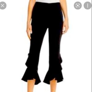Aqua Black Cropped Ruffle Hem Pants